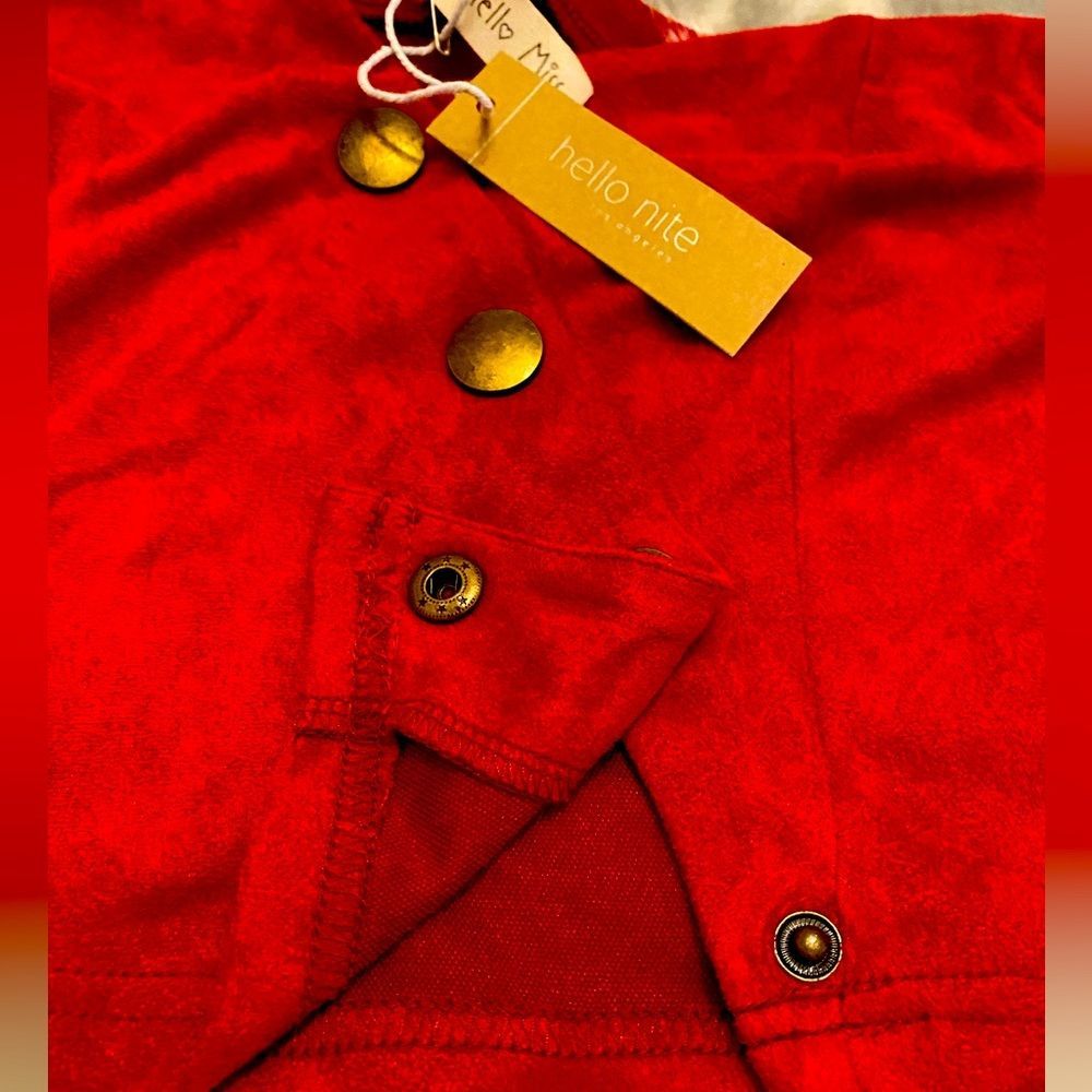 Women’s one shoulder red suede crop top NWT size S | evening wear | Hello Nite - Picture 6 of 7